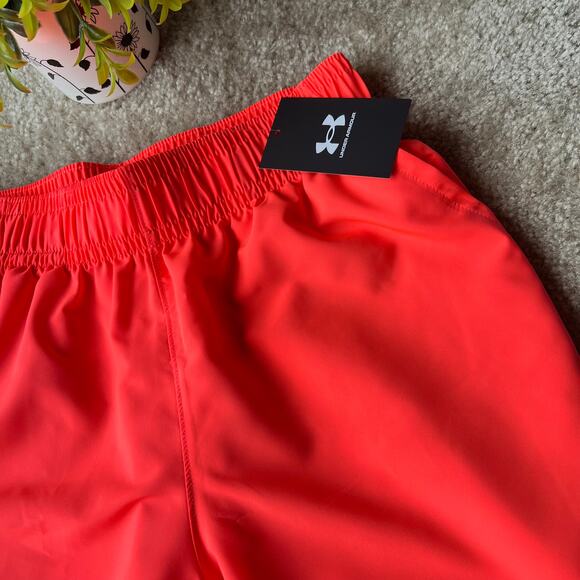 NWT Under Armour Men's Neon Orange Loose Fit Woven Graphic Shorts Small - Picture 5 of 14